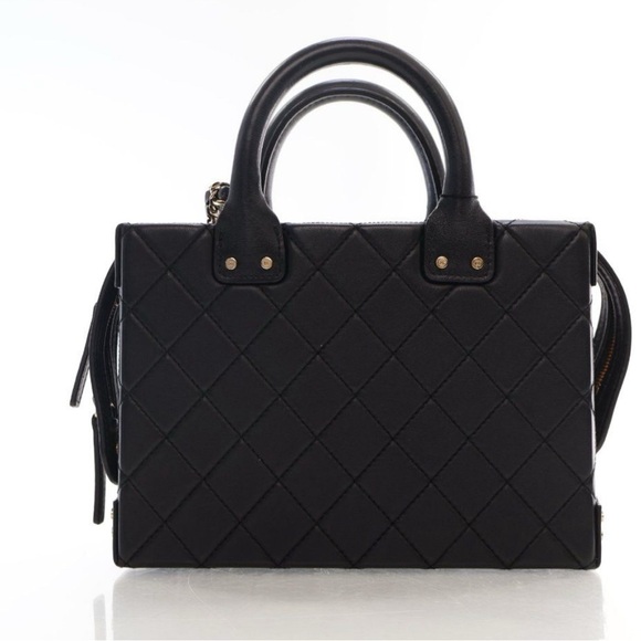 Chanel  Calfskin Quilted Studded Square Vanity Case Black - Picture 4 of 15